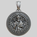 St. Benedict S925K Silver Double-Sided Engraved Amulet Pendant