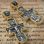 Orthodox S925K Silver Double-Sided Engraved Jesus Christ Crucified and Saints Orthodox Necklace
