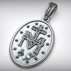 S925K Silver Miracle Medal English Version Inscription Necklace