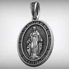 S925K Silver Miracle Medal English Version Inscription Necklace