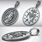 S925K Silver Miracle Medal English Version Inscription Necklace