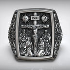 S925K Silver Handcrafted Jesus Crucifixion Scene Ring