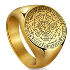 Vintage Titanium Seven Archangel Signet Ring - Amulet Against Evil Eyes, Curses, Spells