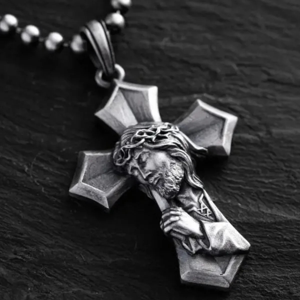 Crucifixion Prayer Necklace Madonna Prayer S925K Silver Necklace