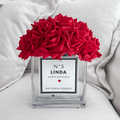 Personalised Glass Vase - Grand Silk Everlasting Roses