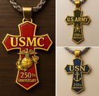 USMC 250th Anniversary Cross Pendant Necklace🏆
