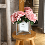 Personalised Glass Vase - Bloomed Scented Silk Peonies