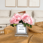 Personalised Glass Vase - Bloomed Scented Silk Peonies