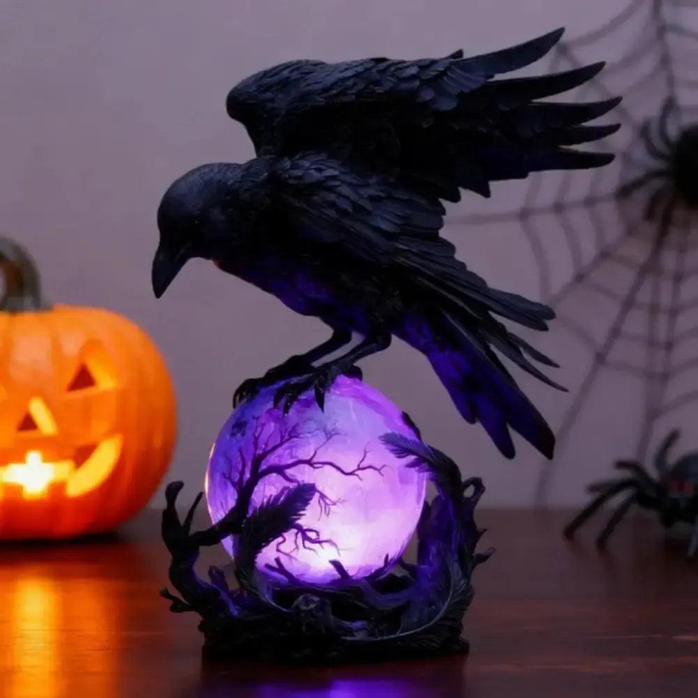 Mysterious Raven Moonlight Gothic LED Lamp🌙💜