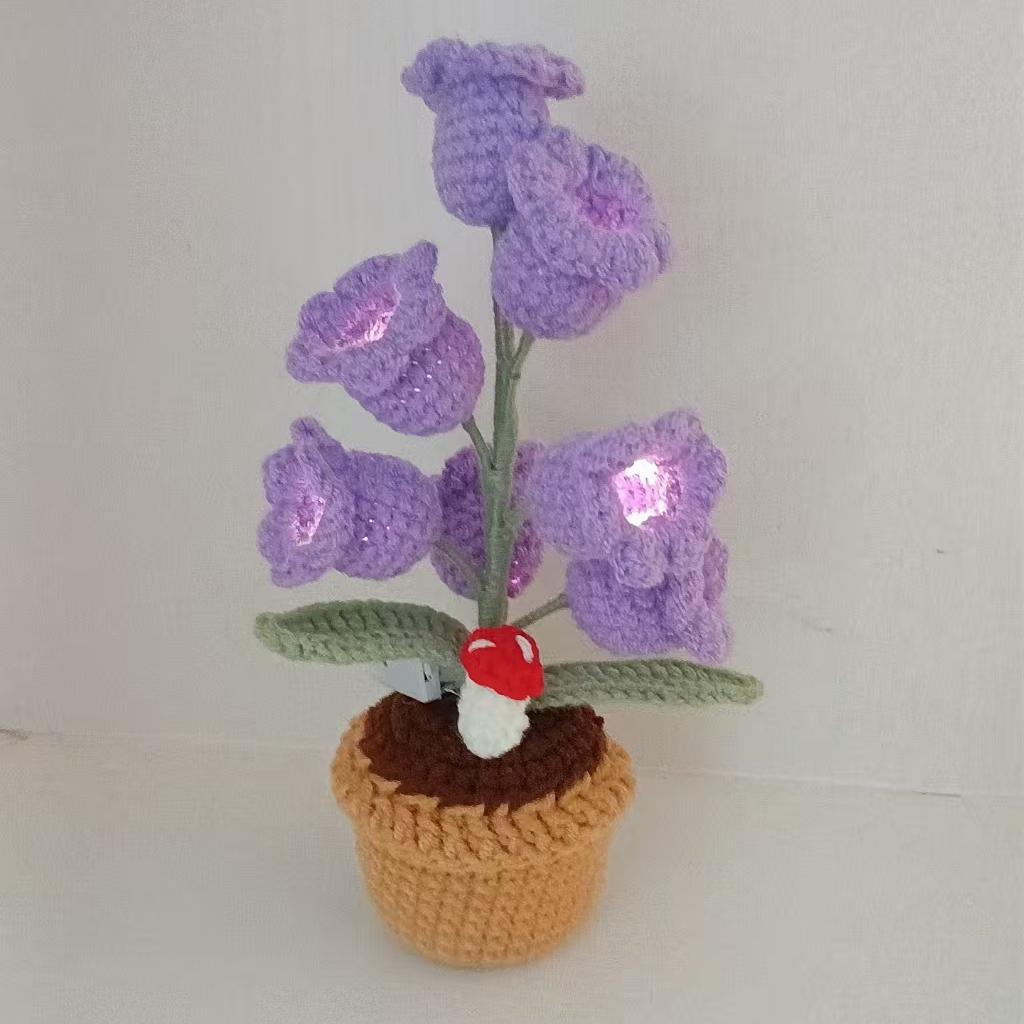 🌼Hand-knitted LED Lilies of the Valley – glowing flowers in a pot for a cozy home atmosphere 💋