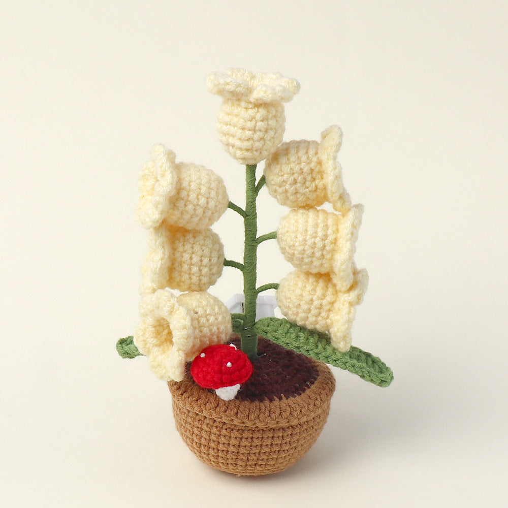 🌼Hand-knitted LED Lilies of the Valley – glowing flowers in a pot for a cozy home atmosphere 💋