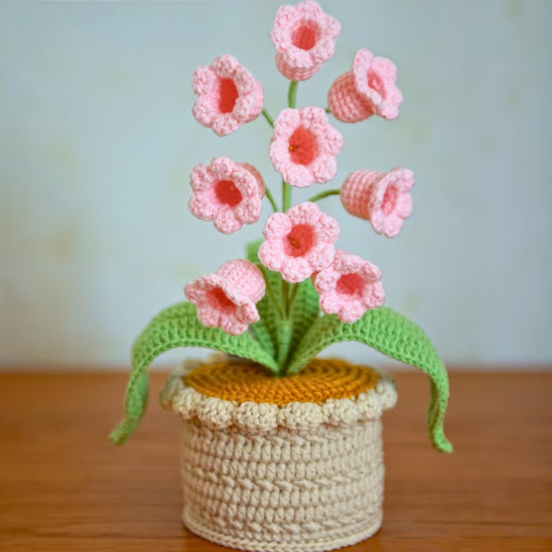 🌼Hand-knitted LED Lilies of the Valley – glowing flowers in a pot for a cozy home atmosphere 💋