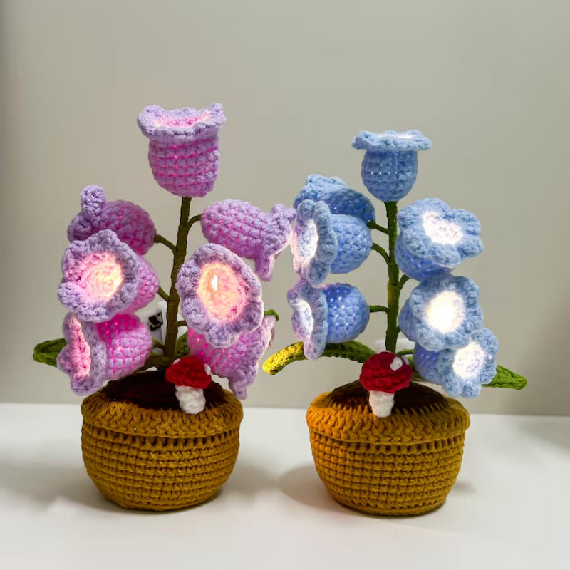 🌼Hand-knitted LED Lilies of the Valley – glowing flowers in a pot for a cozy home atmosphere 💋
