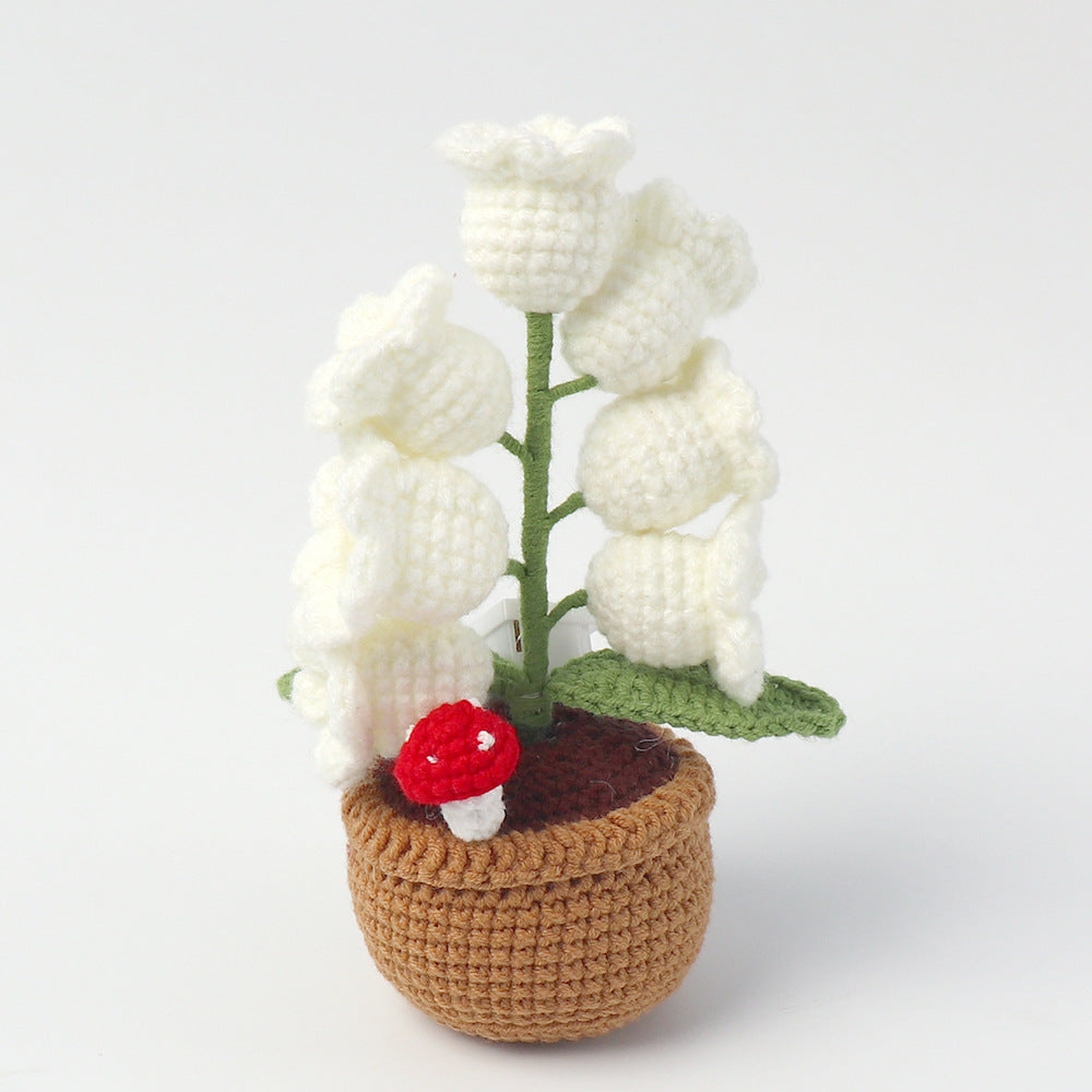 🌼Hand-knitted LED Lilies of the Valley – glowing flowers in a pot for a cozy home atmosphere 💋