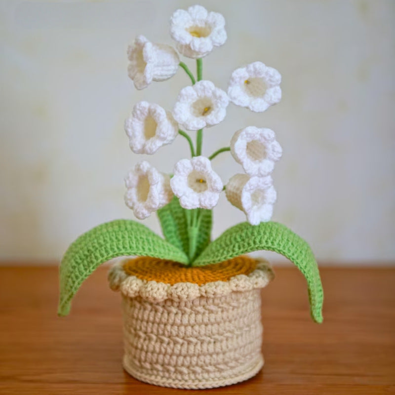 🌼Hand-knitted LED Lilies of the Valley – glowing flowers in a pot for a cozy home atmosphere 💋