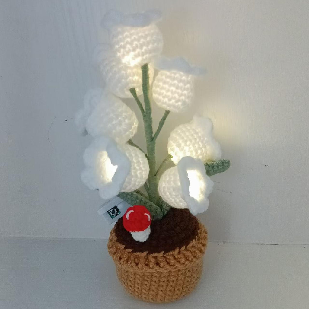 🌼Hand-knitted LED Lilies of the Valley – glowing flowers in a pot for a cozy home atmosphere 💋