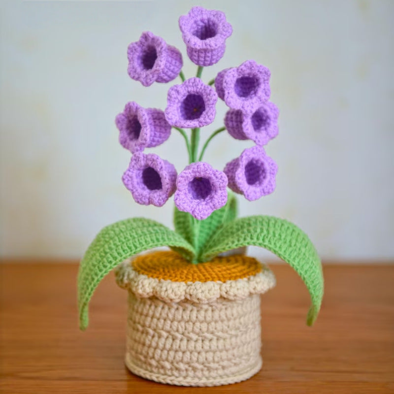 🌼Hand-knitted LED Lilies of the Valley – glowing flowers in a pot for a cozy home atmosphere 💋