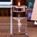 Jesus Crystal Engraved Candle Holder: Light & Faith in One🕯️