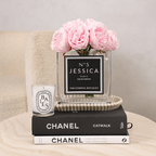 Personalised Glass Vase - Scented Silk Peonies