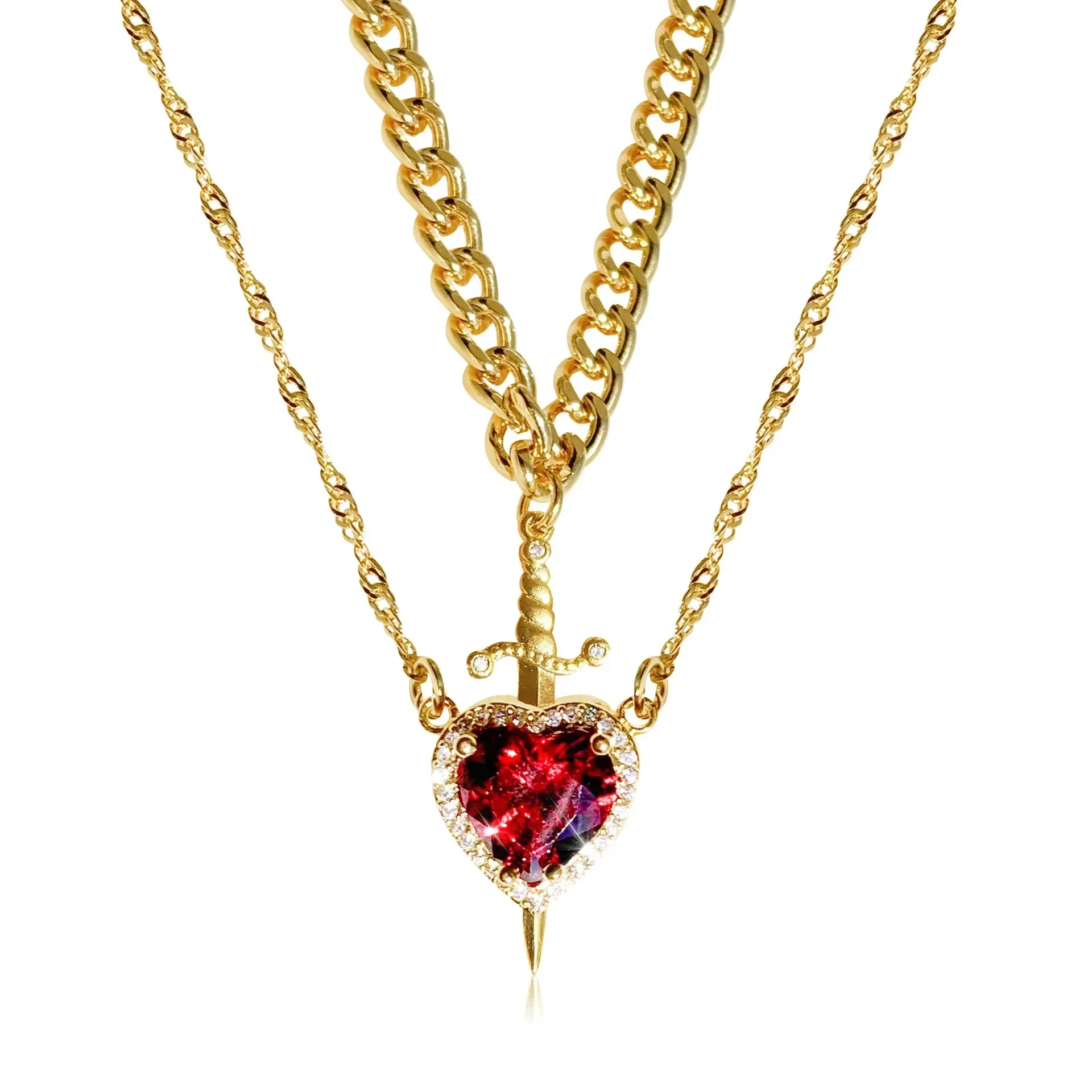 ⚔️❤️ Heart & Sword Matching Couple Necklaces
