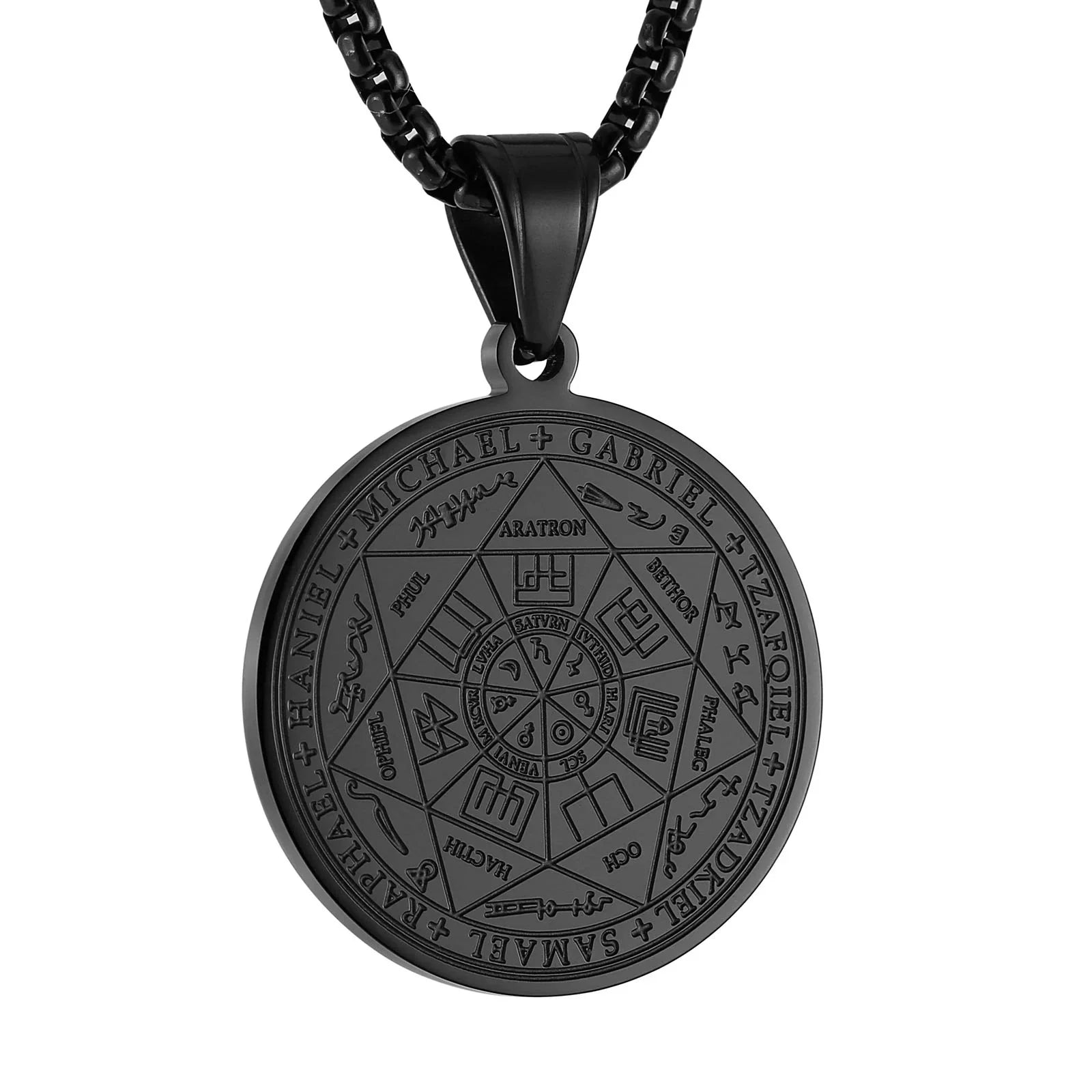 Vintage Titanium Seven Archangel's Seal Pendant - Amulet against evil eyes, curses, spells