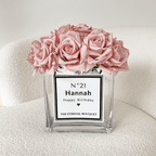 Personalised Glass Vase - Silk Everlasting Roses