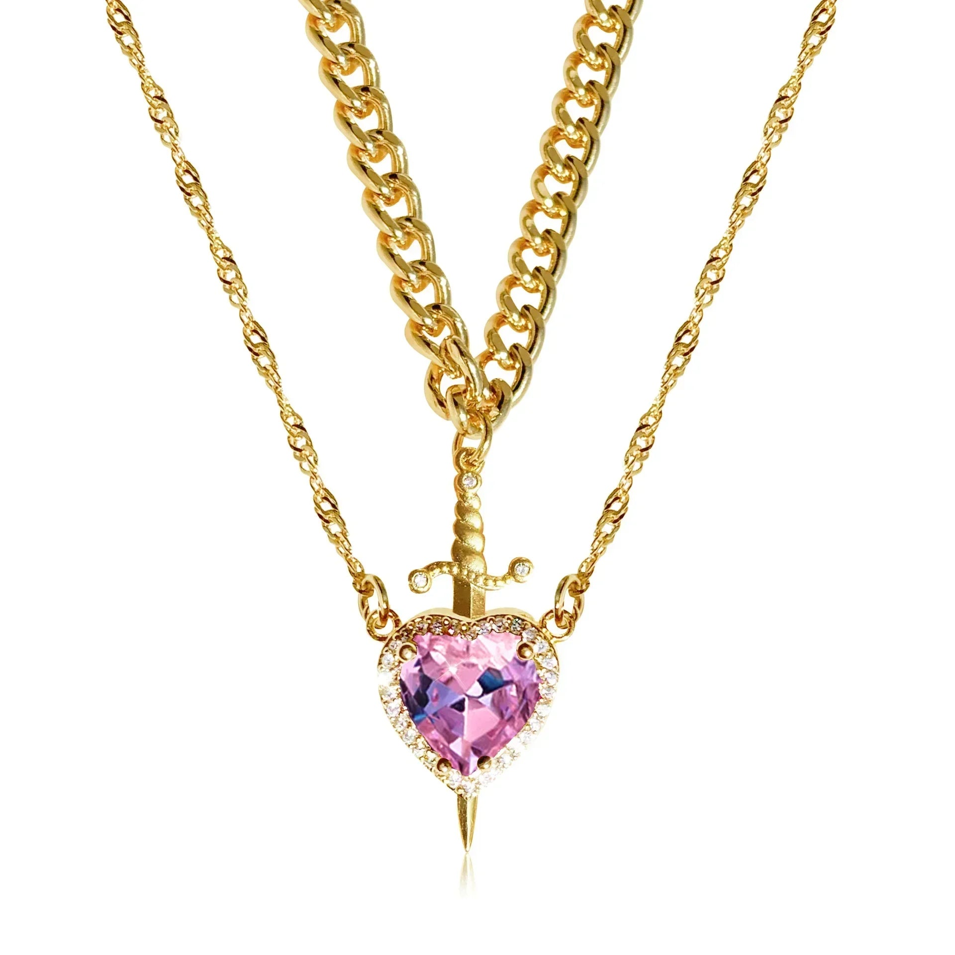 ⚔️❤️ Heart & Sword Matching Couple Necklaces