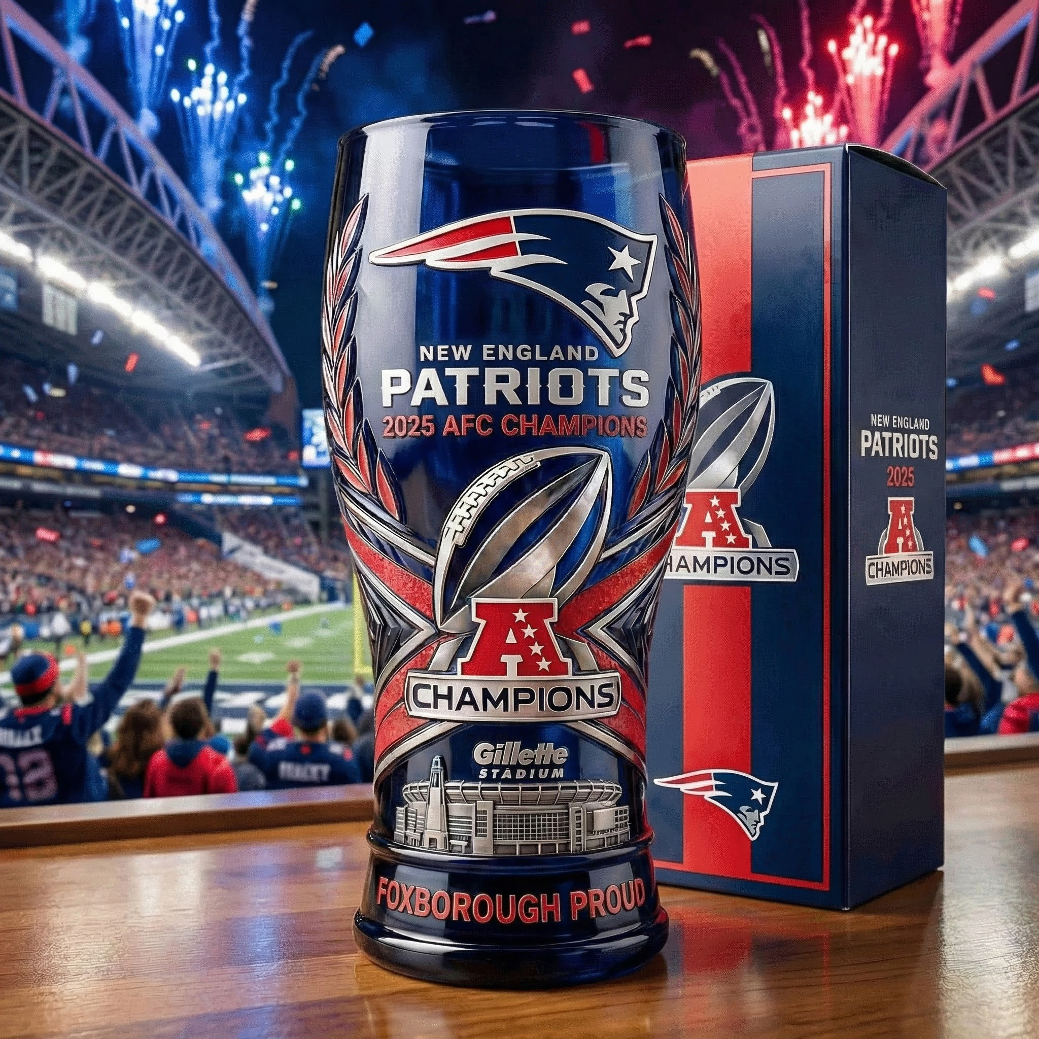 New England Patriots 2025 AFC Champions Glass🔥