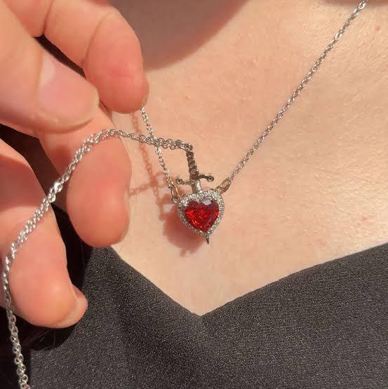 ⚔️❤️ Heart & Sword Matching Couple Necklaces