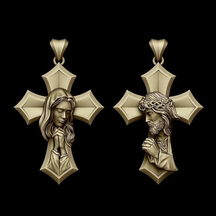 Crucifixion Prayer Necklace Madonna Prayer S925K Silver Necklace