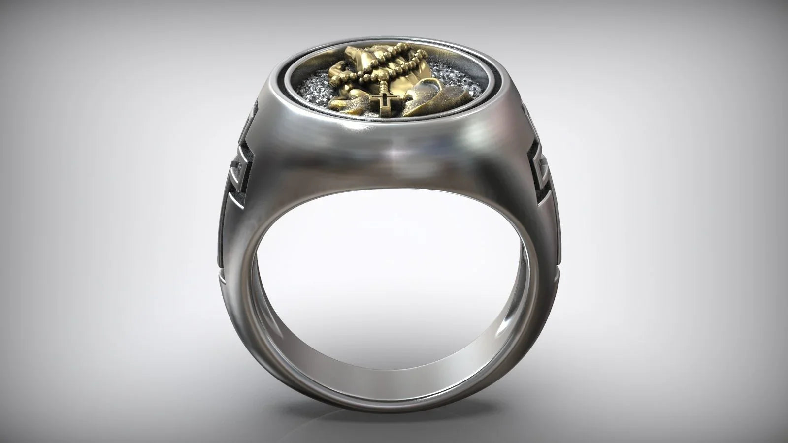 925K Sterling Silver Praying Hands Ring - Christian Symbol of Faith and Devotion