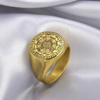 Vintage Titanium Seven Archangel Signet Ring - Amulet Against Evil Eyes, Curses, Spells