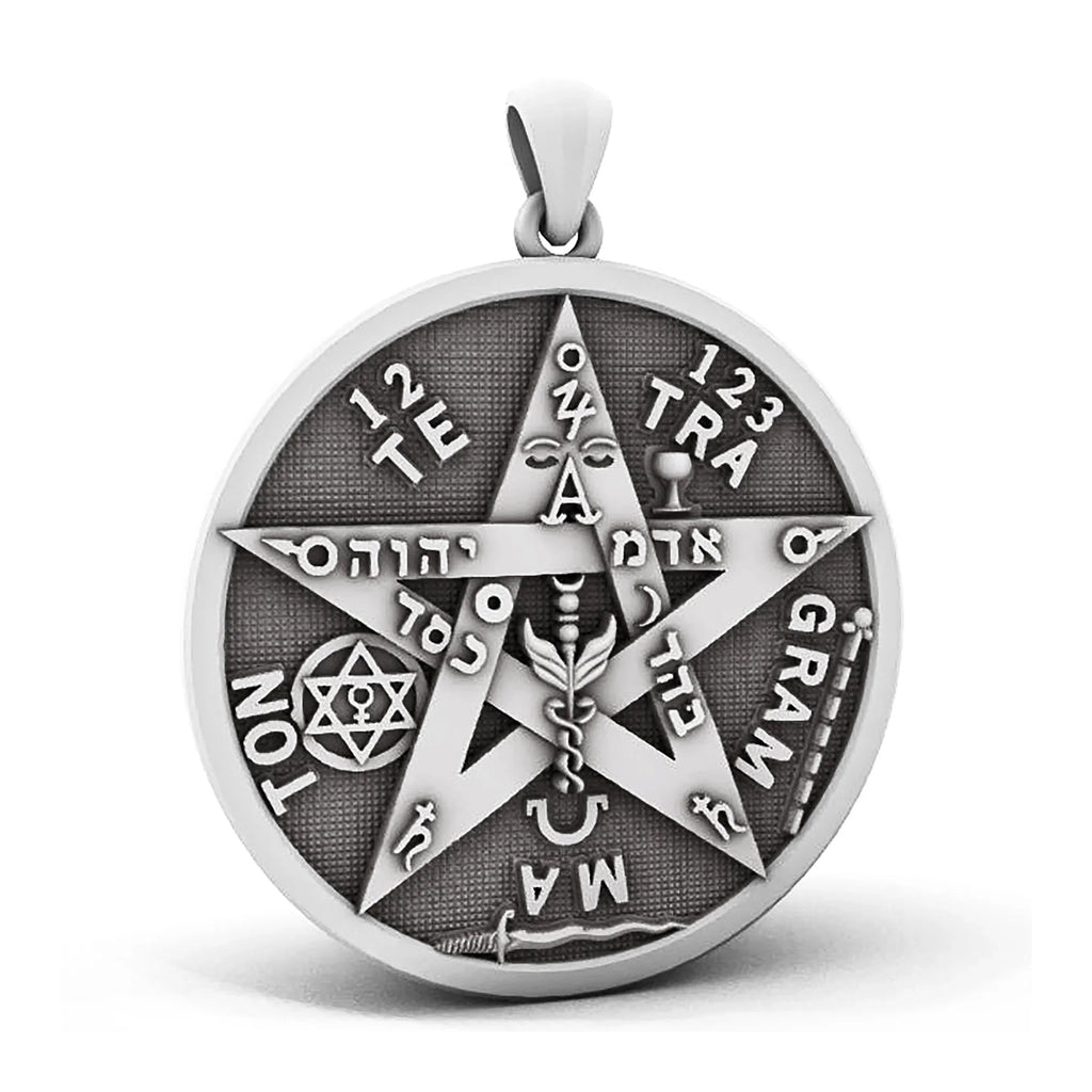 Solomon's Pentacle Reversible Engraved Seal of the Seven Angels Necklace S925K Silver Pendant