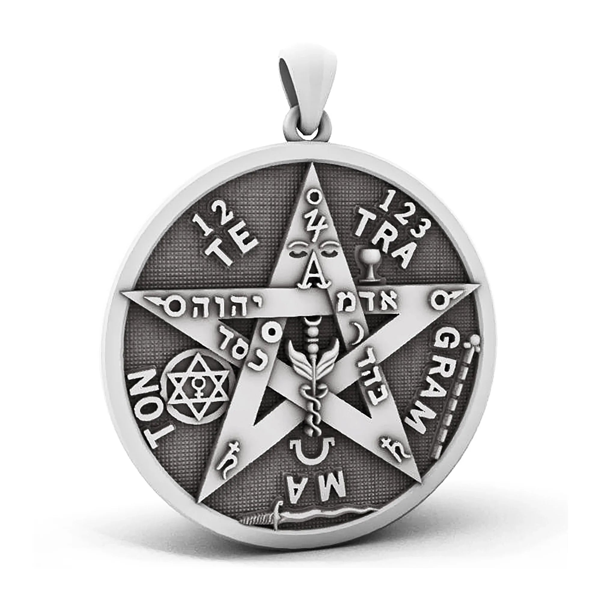 Solomon's Pentacle Reversible Engraved Seal of the Seven Angels Necklace S925K Silver Pendant