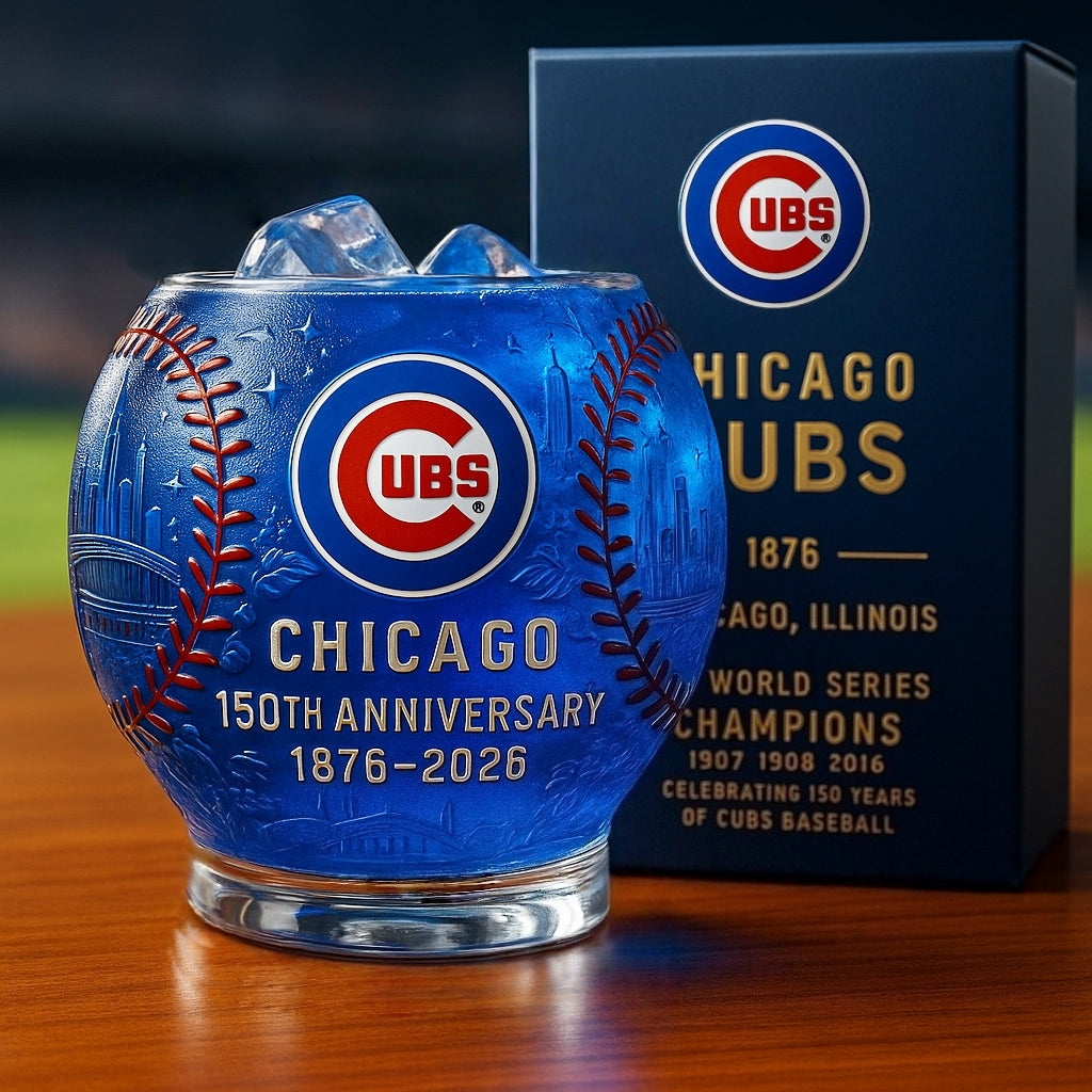 ⚾ MLB Team🔥Chicago Cubs 150th Anniversary Whiskey Glass🏆