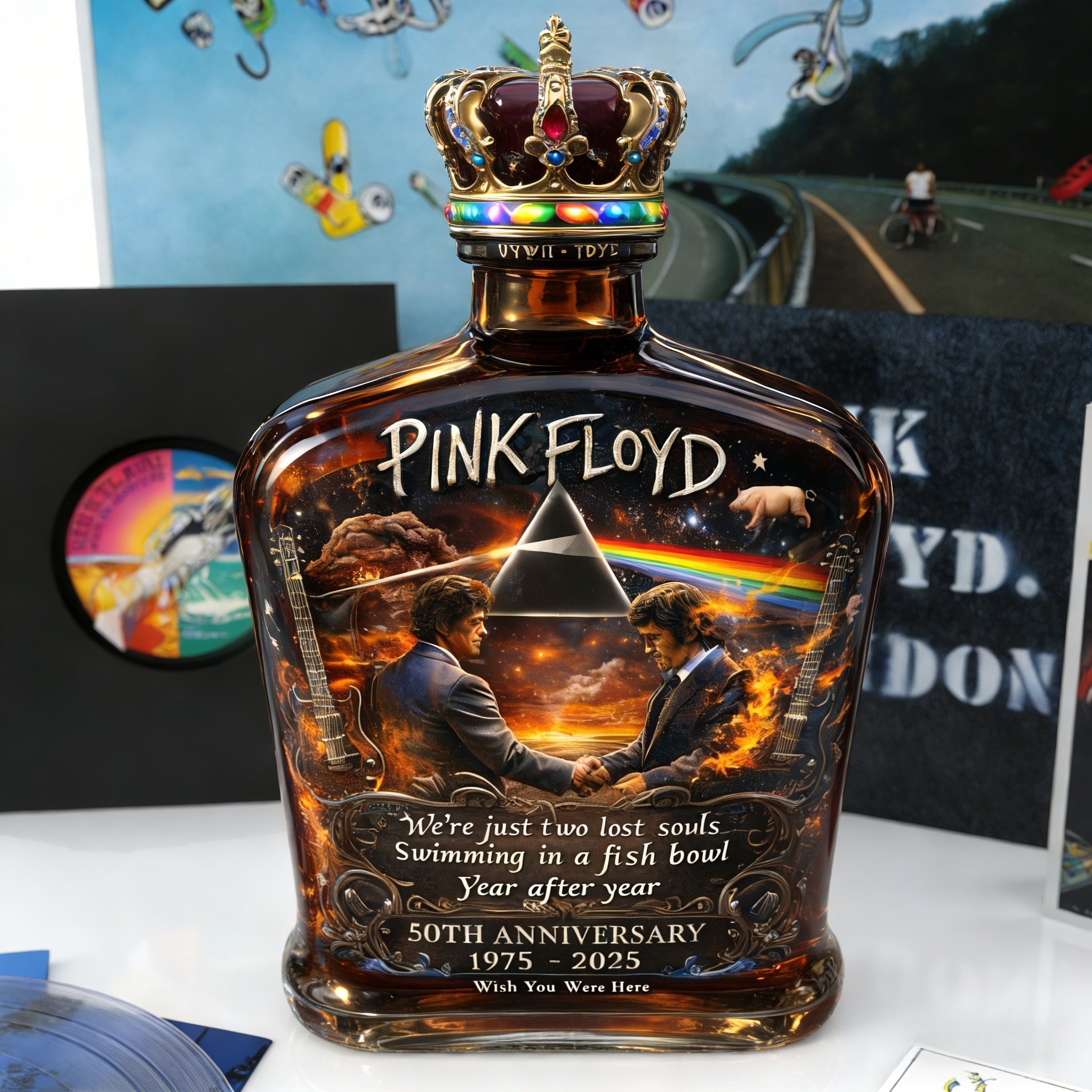 Pink Floyd – “Wish You Were Here”  50th Anniversary Collector’s Whiskey Bottle🔥