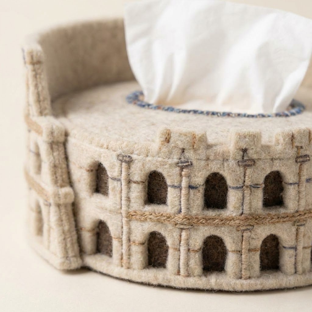 🏛️Colosseum-Inspired Felt Tissue Box – Modern Minimalist Design🔥