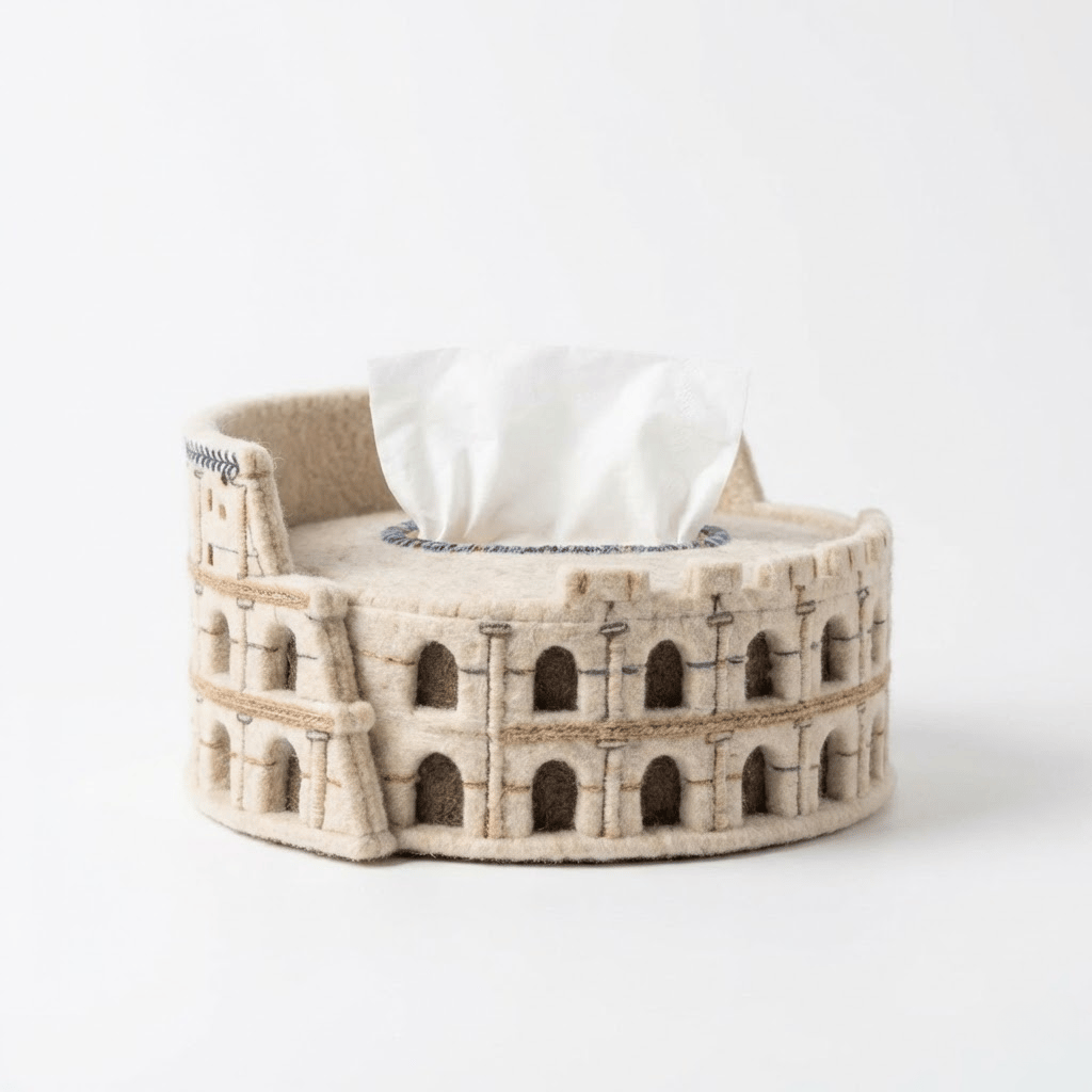 🏛️Colosseum-Inspired Felt Tissue Box – Modern Minimalist Design🔥