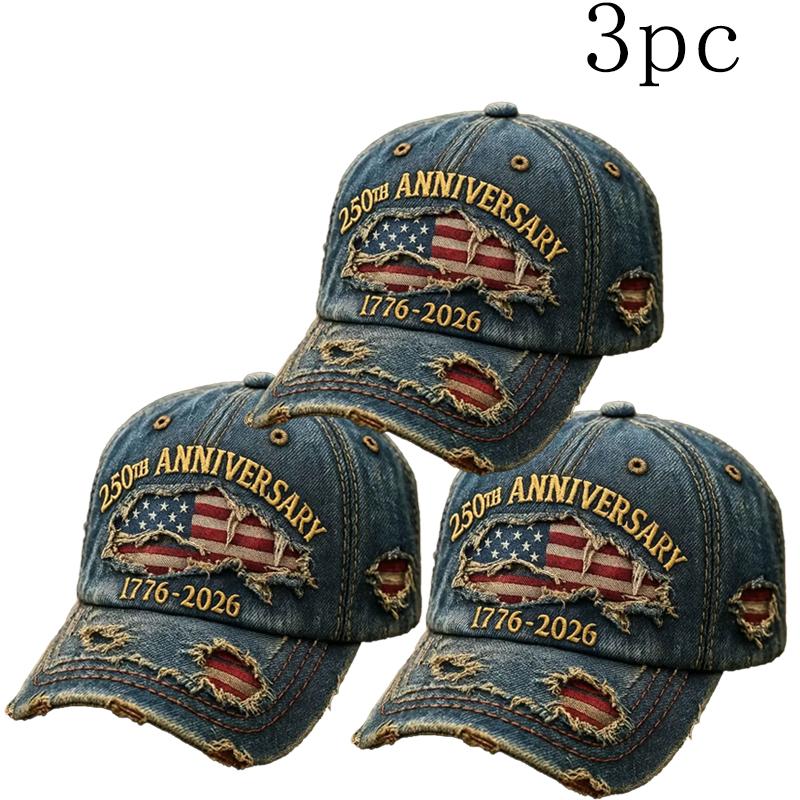 🎖 🧢250th Anniversary 1776-2026 Distressed Denim Baseball Cap🏆