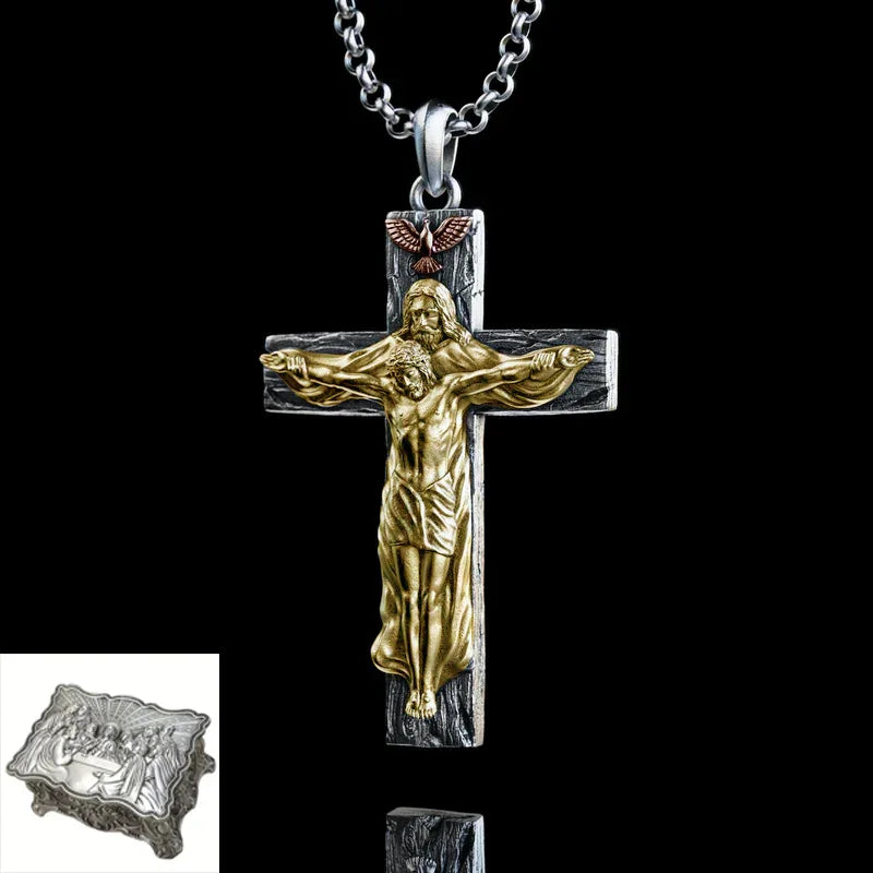 New Titanium/S925K Silver Trinity Cross Necklace
