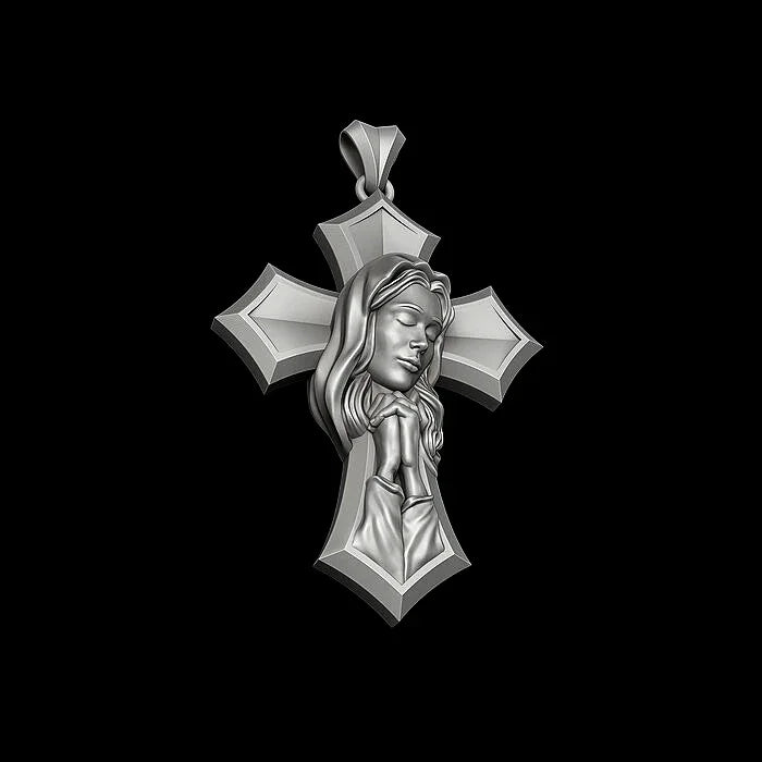 Crucifixion Prayer Necklace Madonna Prayer S925K Silver Necklace