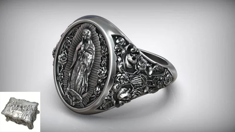S925K Silver Our Lady of Guadalupe Ring