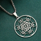 Stainless Steel Metatron's Cube Necklace Pendant Sacred Geometry Amulet Jewelry