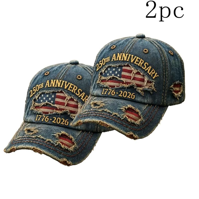 🎖 🧢250th Anniversary 1776-2026 Distressed Denim Baseball Cap🏆