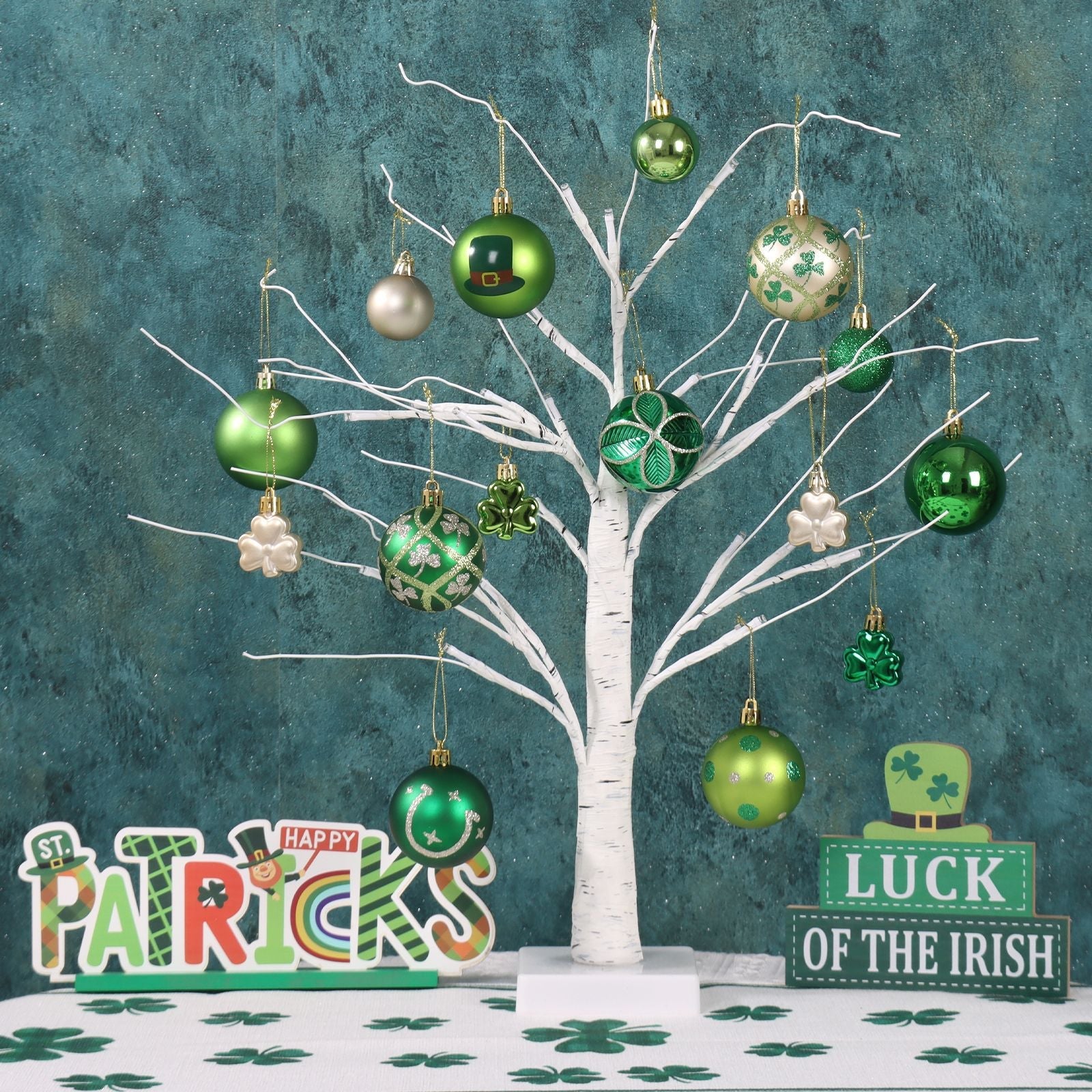 🍀St. Patrick's Day Decorations - Shamrock Hat Green Hanging Ornaments, Irish Festival Atmosphere Decor, Small Balls🔥