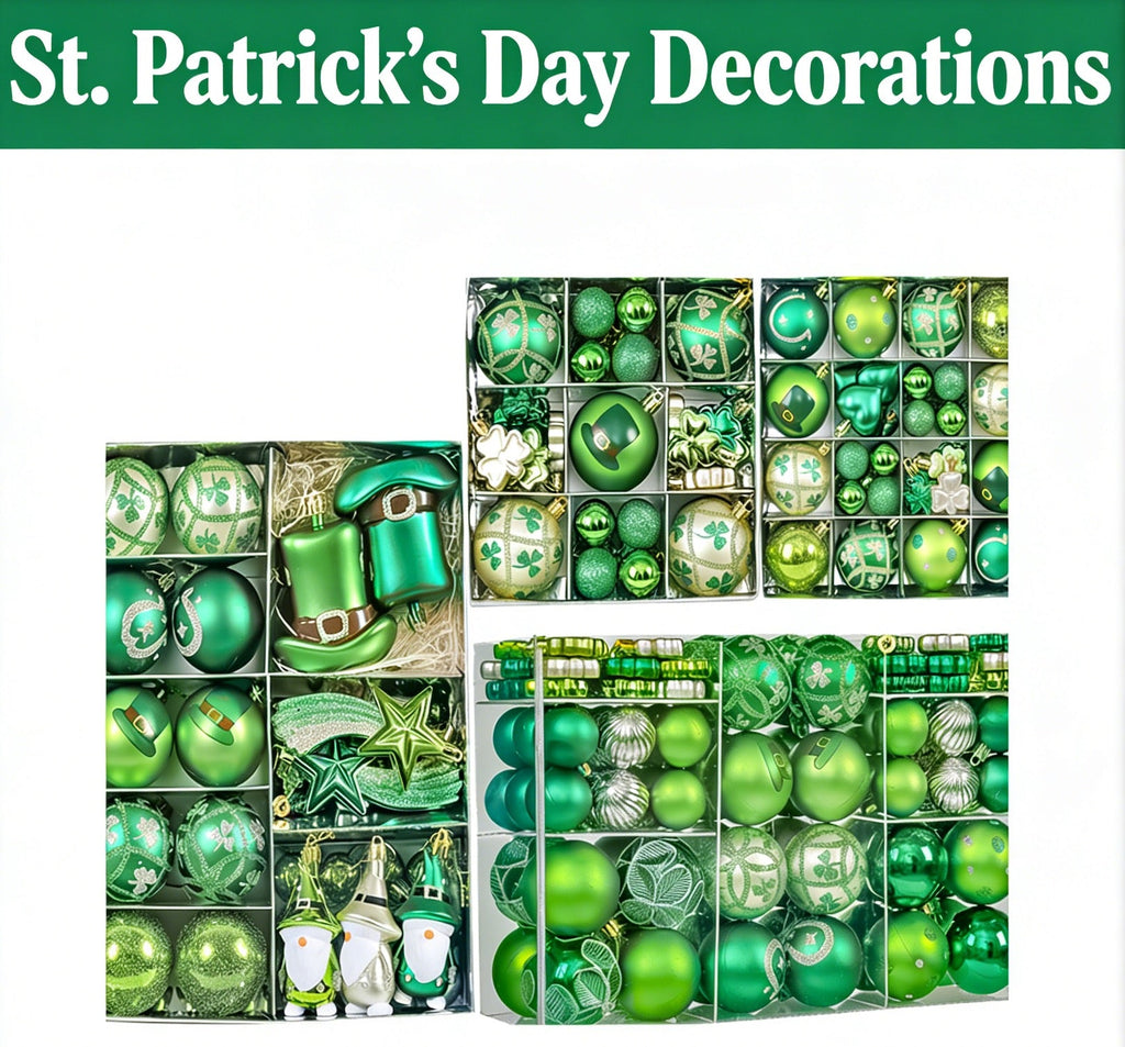 🍀St. Patrick's Day Decorations - Shamrock Hat Green Hanging Ornaments, Irish Festival Atmosphere Decor, Small Balls🔥