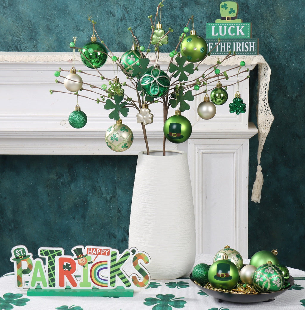 🍀St. Patrick's Day Decorations - Shamrock Hat Green Hanging Ornaments, Irish Festival Atmosphere Decor, Small Balls🔥