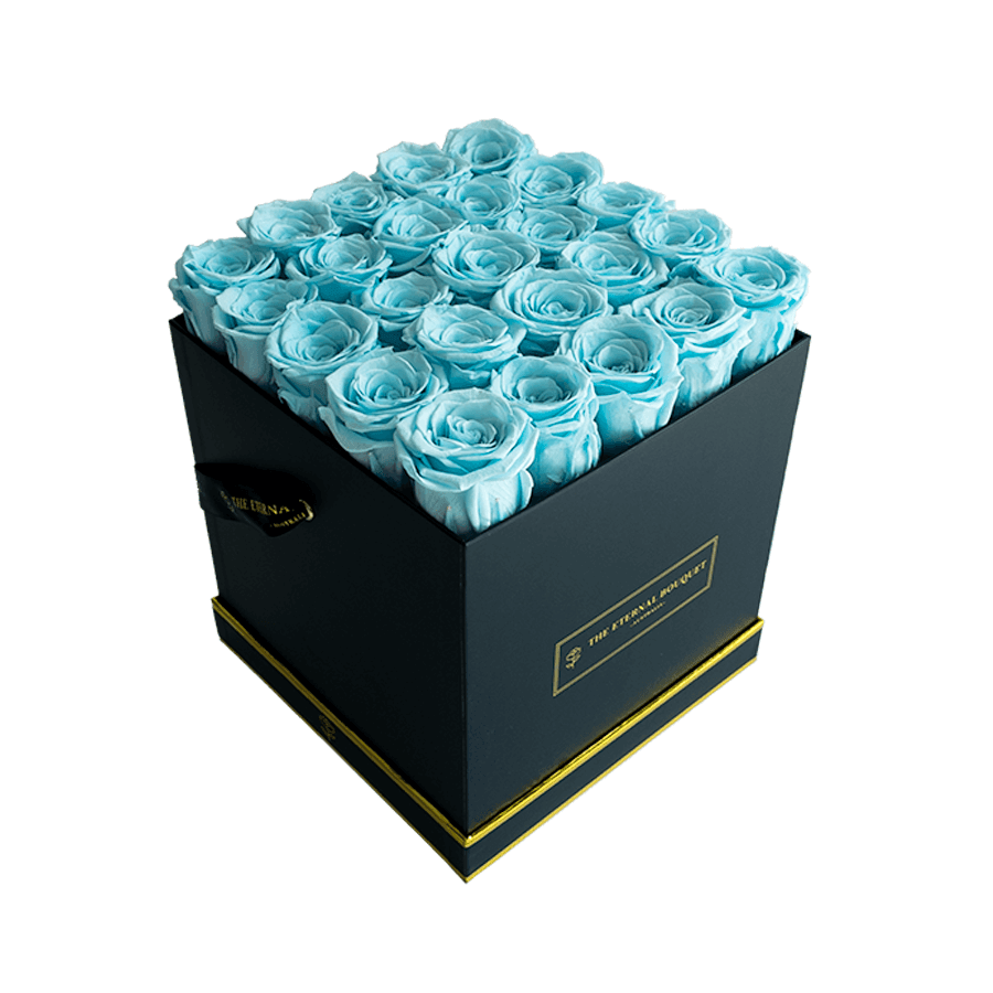 Classic Square Rose Box - Baby Blue