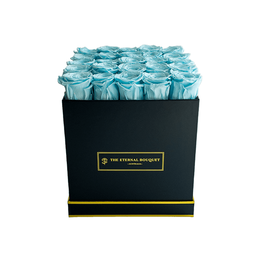 Classic Square Rose Box - Baby Blue