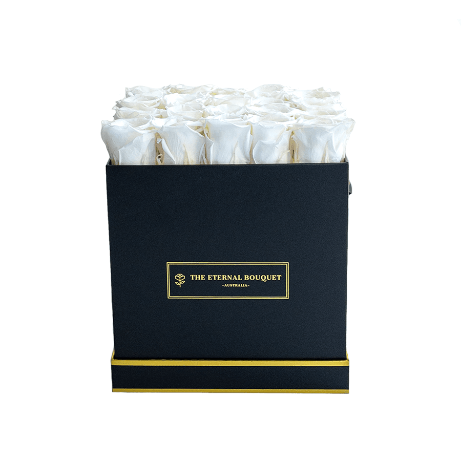 Classic Square Rose Box - White